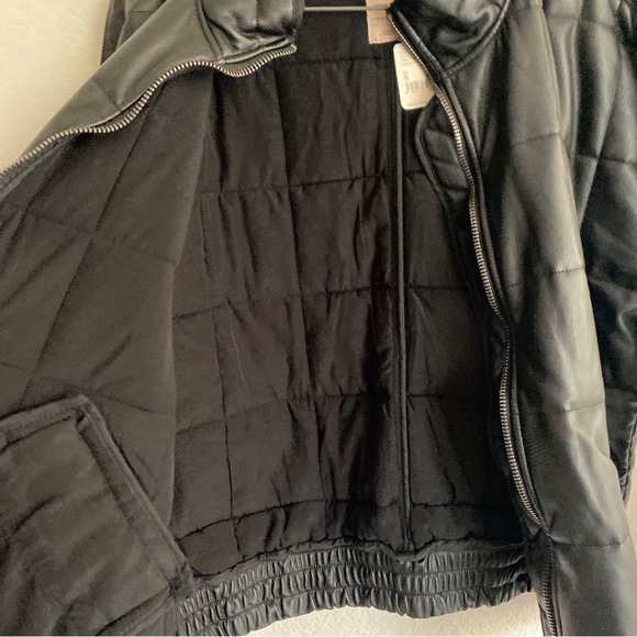 NWT We The FREE PEOPLE Black Vegan Leather Jacket Msrp $198 SZ SMALL - Picture 5 of 7
